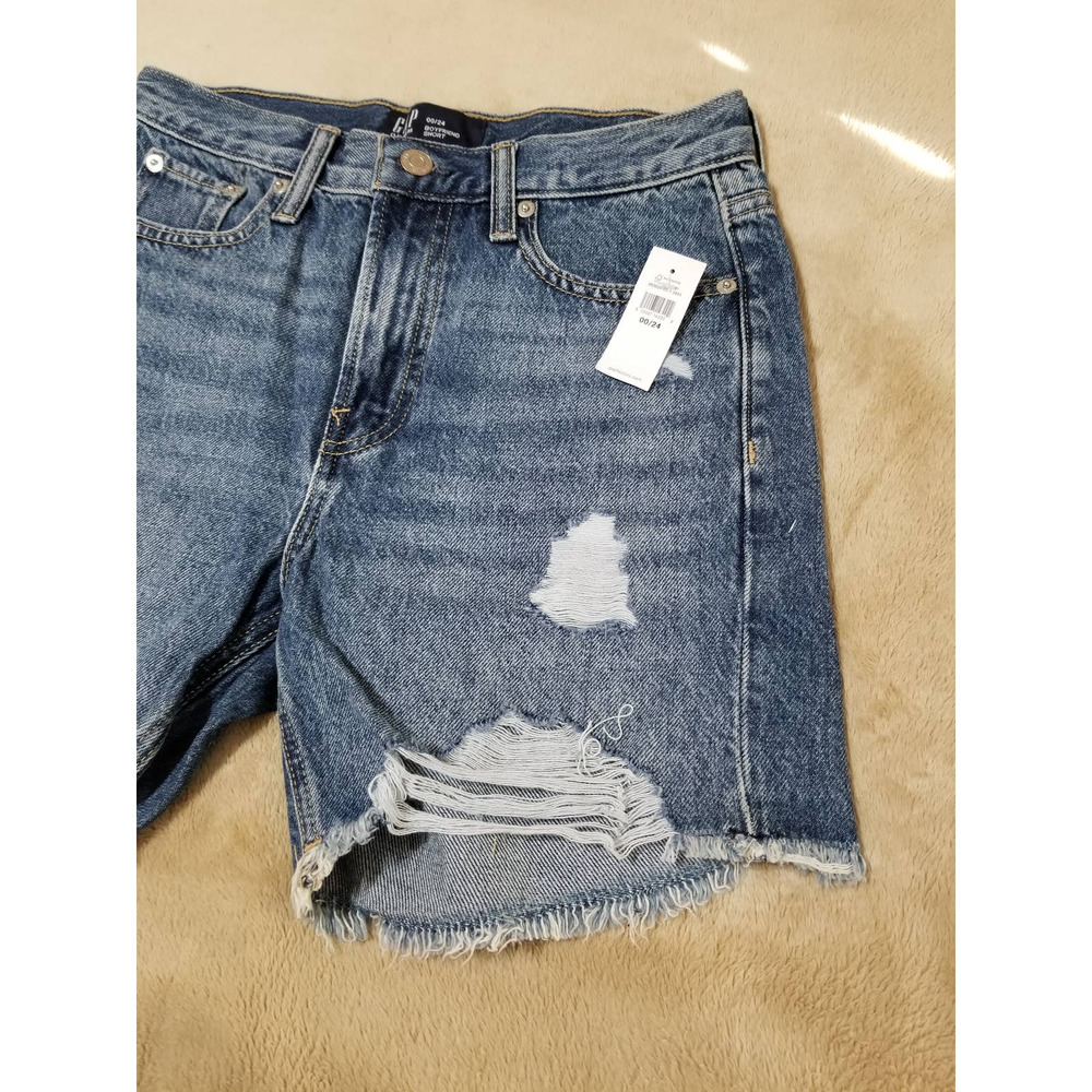 GAP NWT Women's Shorts Boyfriend Denim Stretch Jeans Size 00 / 24 Color … - Picture 2 of 11